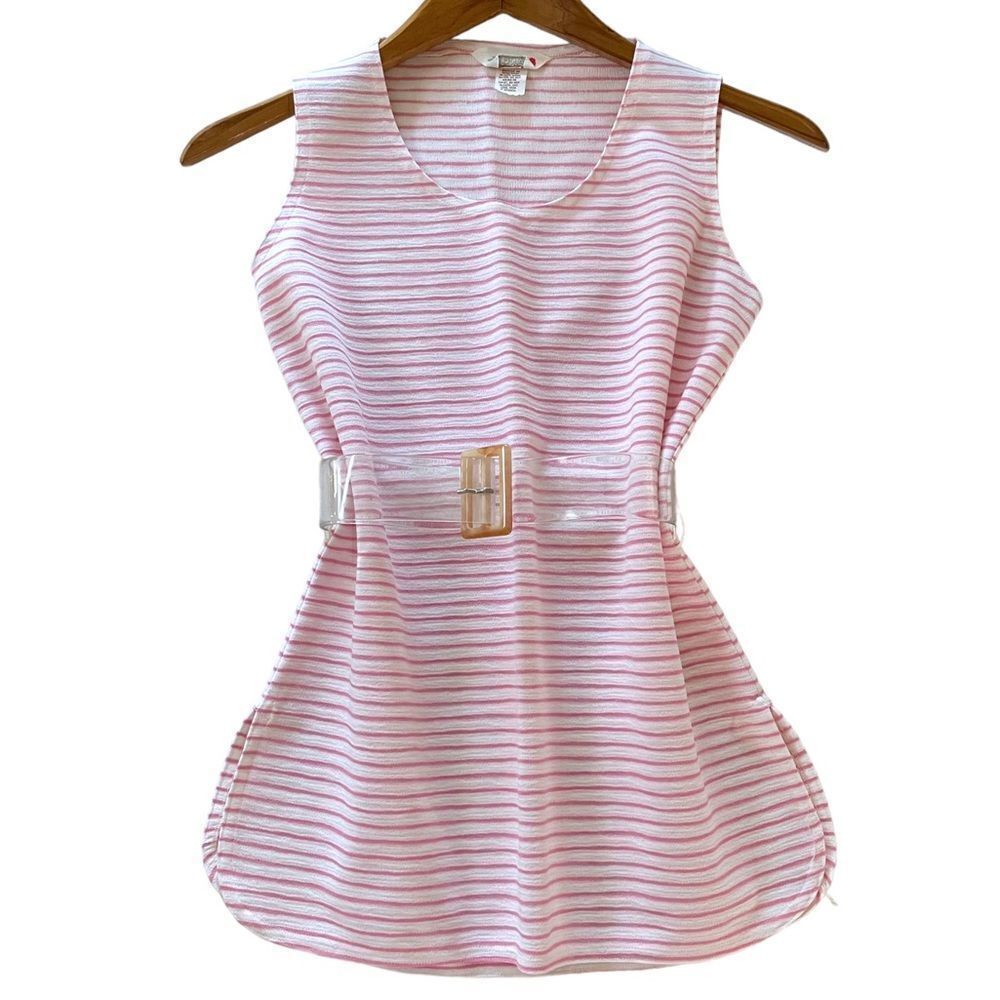 Vintage Striped Sleeveless Tunic Top